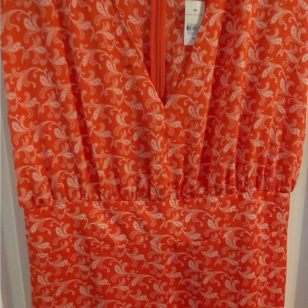 Ann Taylor Vibrant Orange Midi Dress - Picture 4 of 6